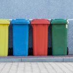 Multi-coloured recycling bins