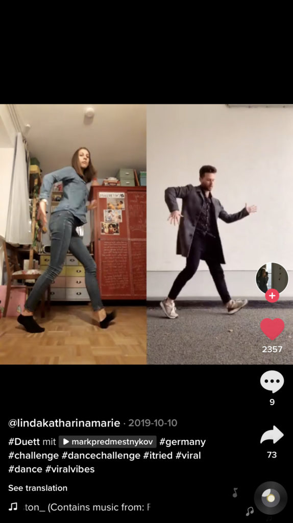 Duet dancing video on TikTok