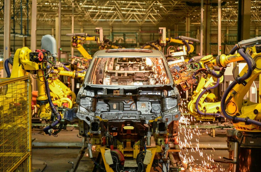 Robots on the production line in a workshop of Chinese car maker Haima Automobile’s base in Haikou, Hainan.