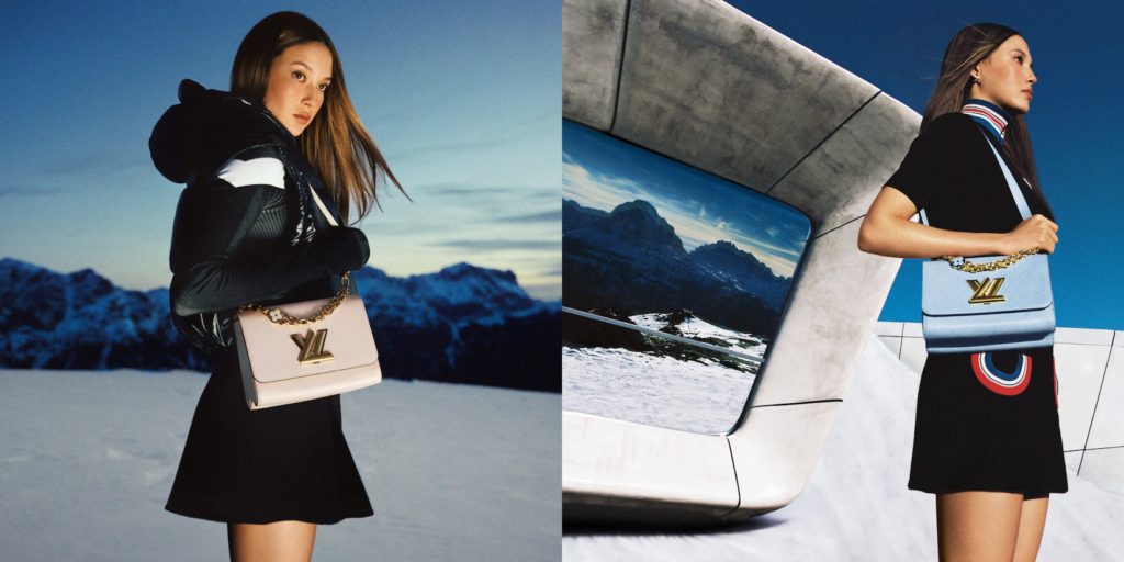 Eileen Gu with the Louis Vuitton Twist Bag for Winter 2021