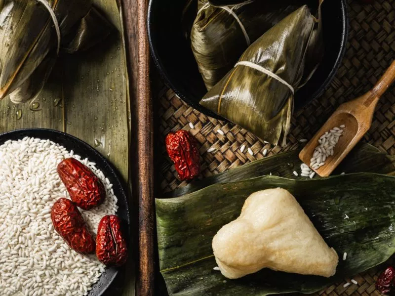 Making zongzi during Dragon Boat Festival