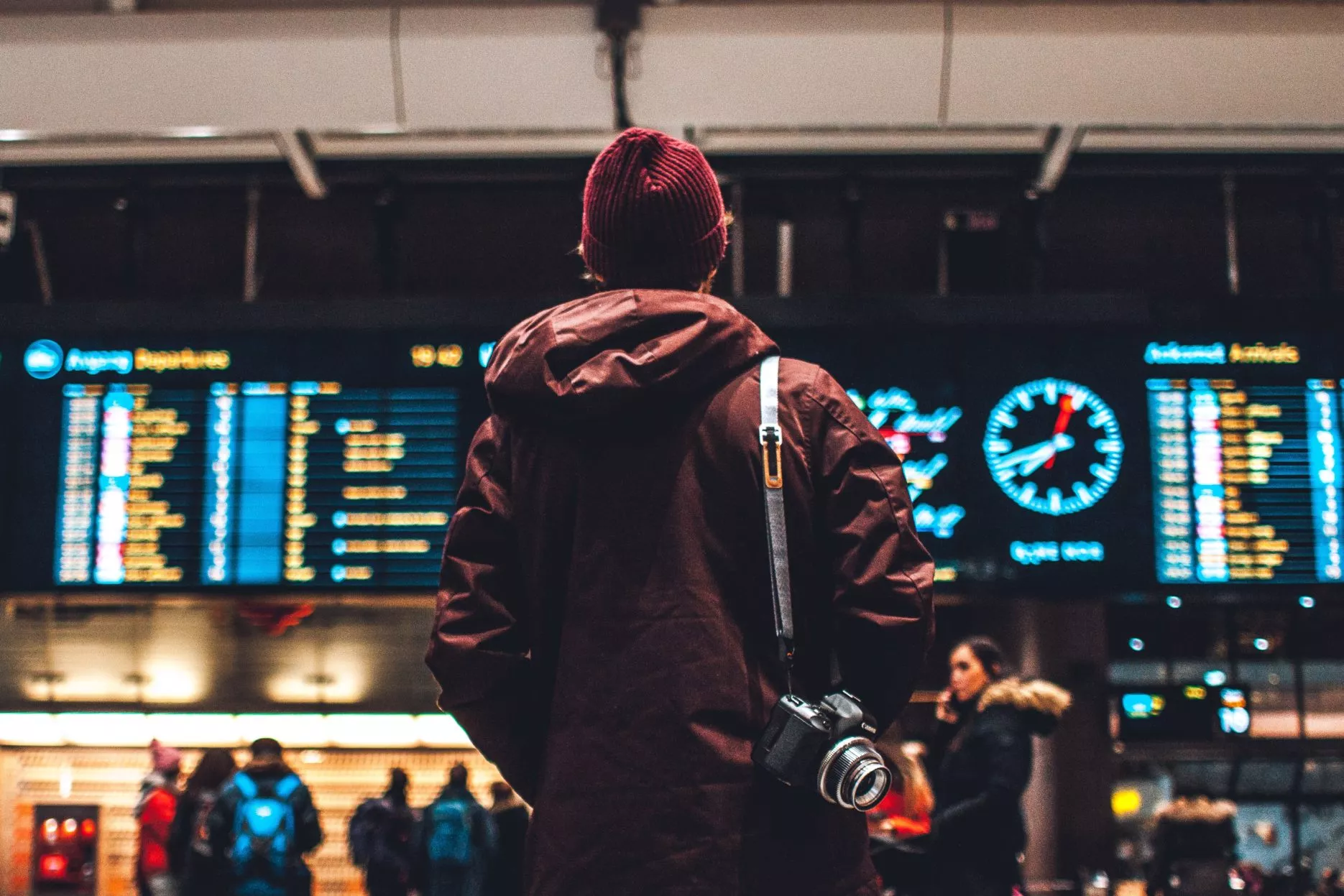 Man waiting at train station