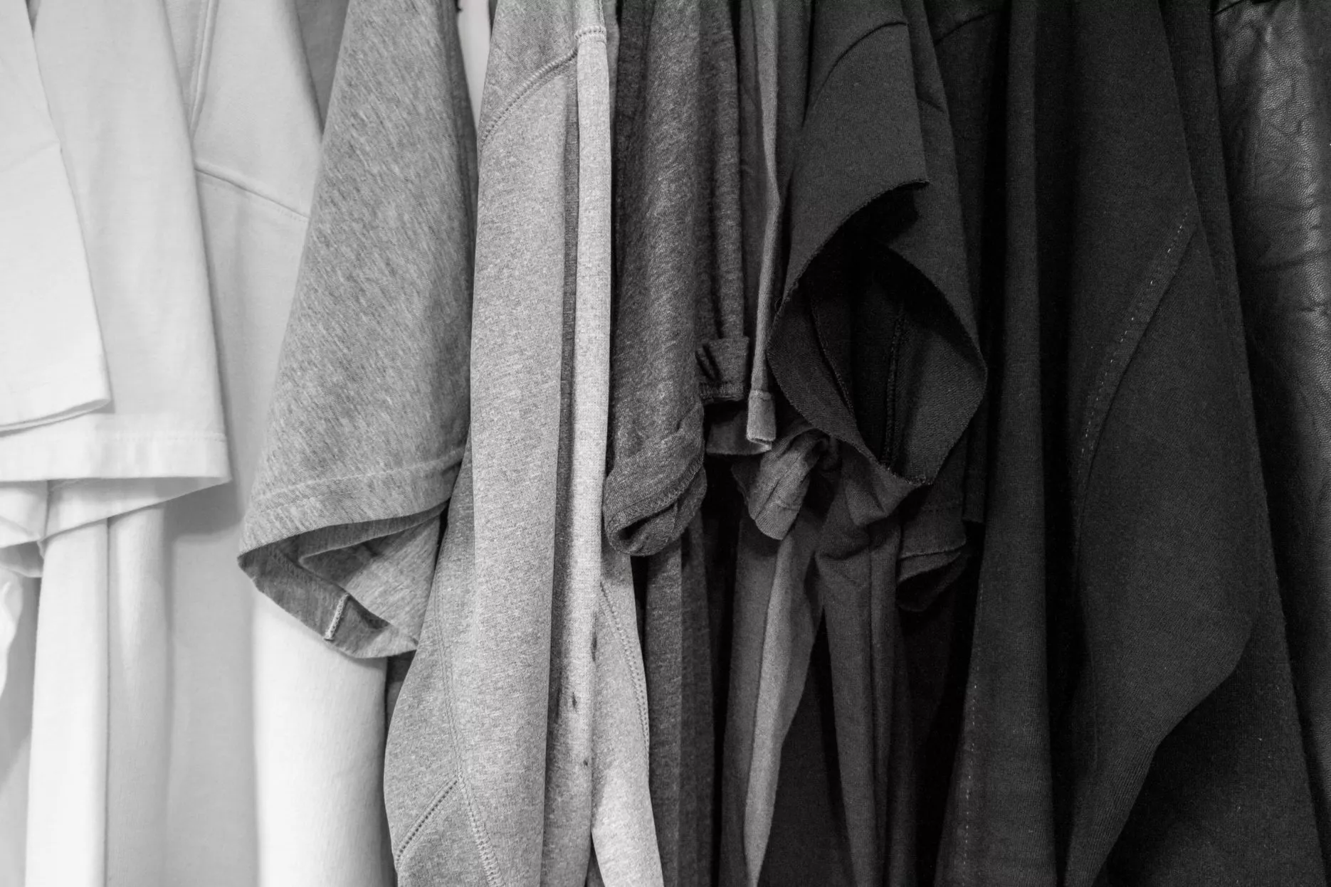 Grey clothes hanging on a line