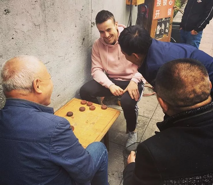 Playing Mahjong in china