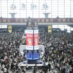 Crowded train station during China's National Holiday