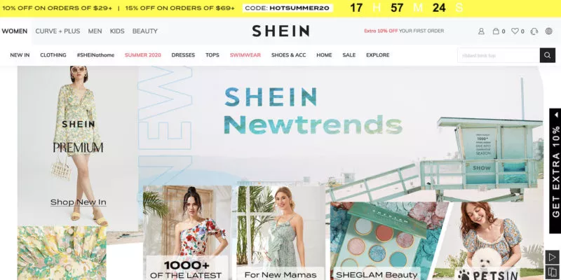 SHEIN website. Credit: SHEIN