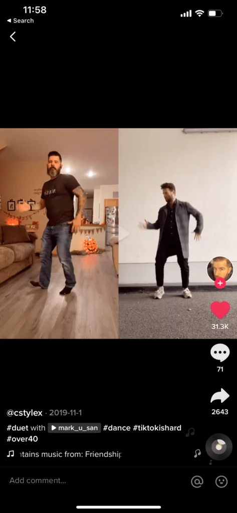 Duet dancing video on TikTok