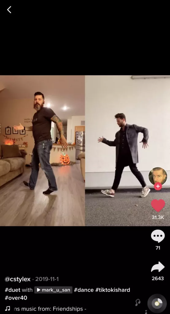 Duet dancing video on TikTok