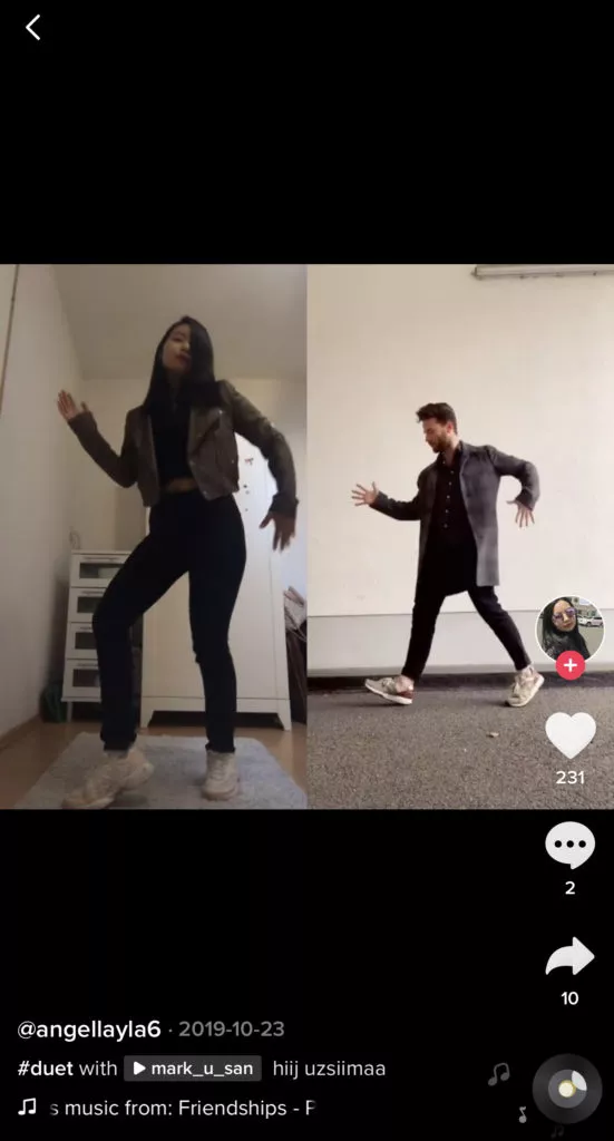Duet dancing video on TikTok