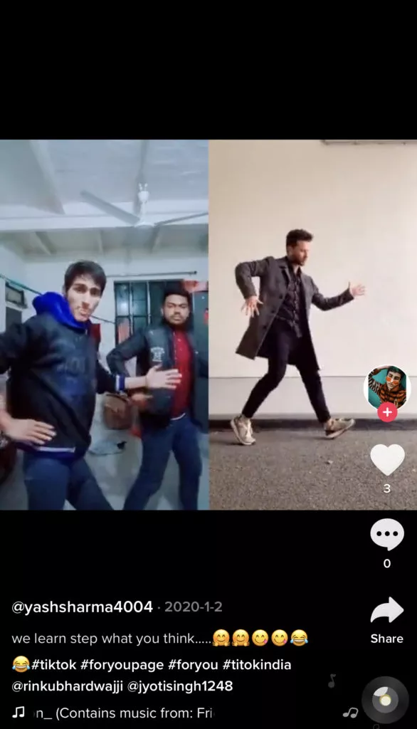 Duet dancing video on TikTok