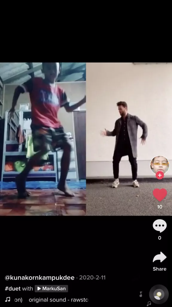 Duet dancing video on TikTok